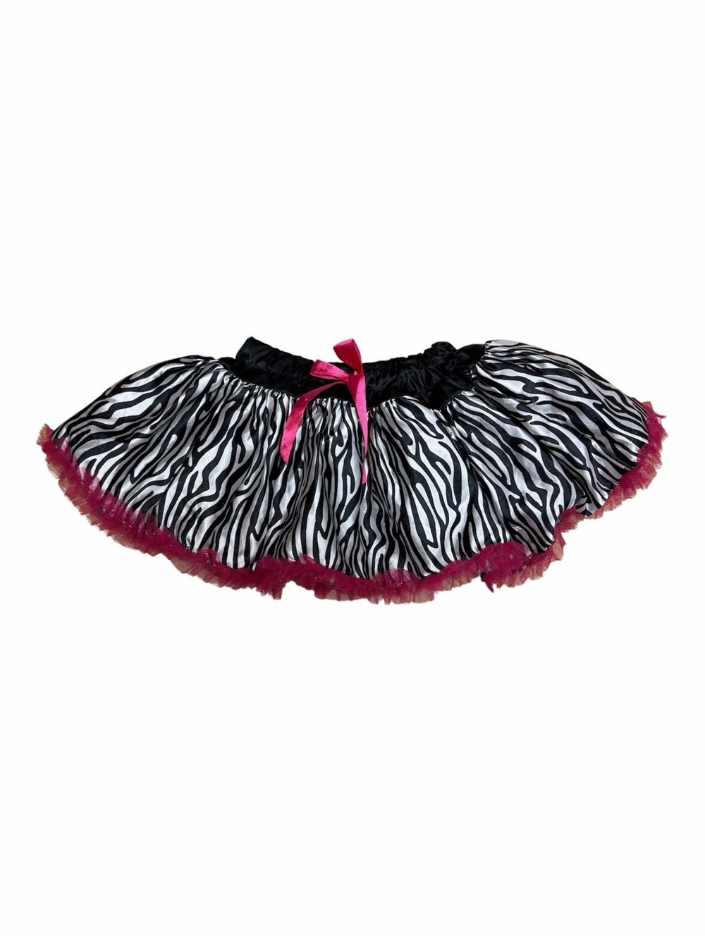 Little Stars Girls MC Black White Zebra Tutu Skirt Pink Ribbon Dance Costume